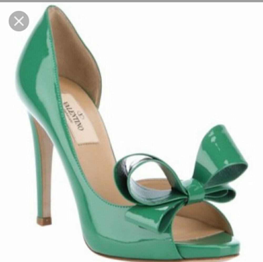 🔛Valentino Green Patentleather Bow D'orsay Pumps